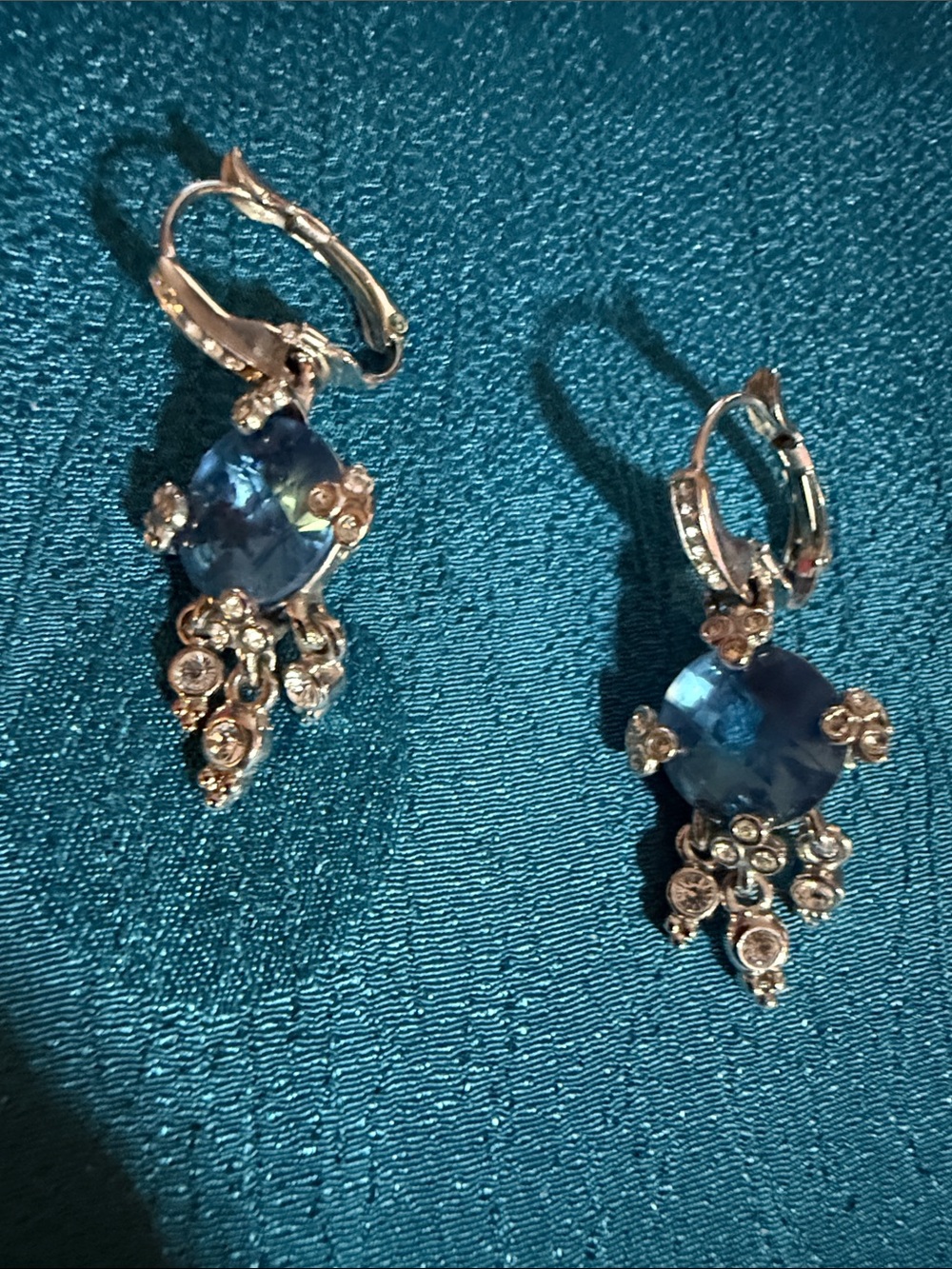 Blue Crystal Drop Earrings - Elegant Women's Jewelry